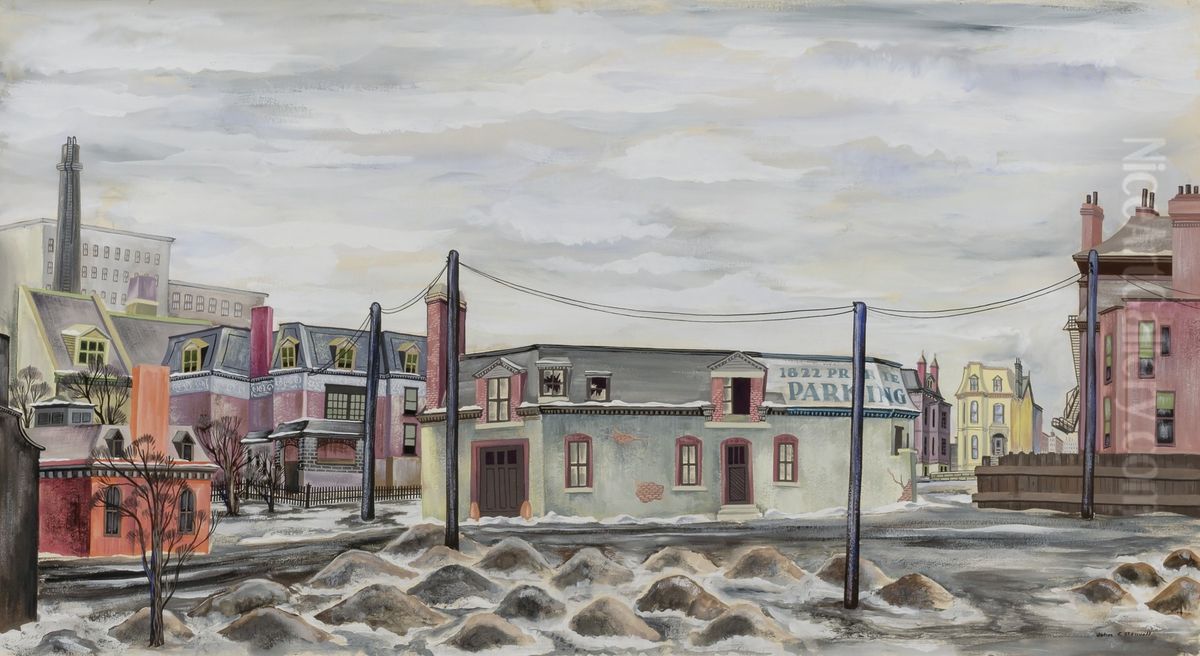 Street Oil Painting by John F. Stenvall