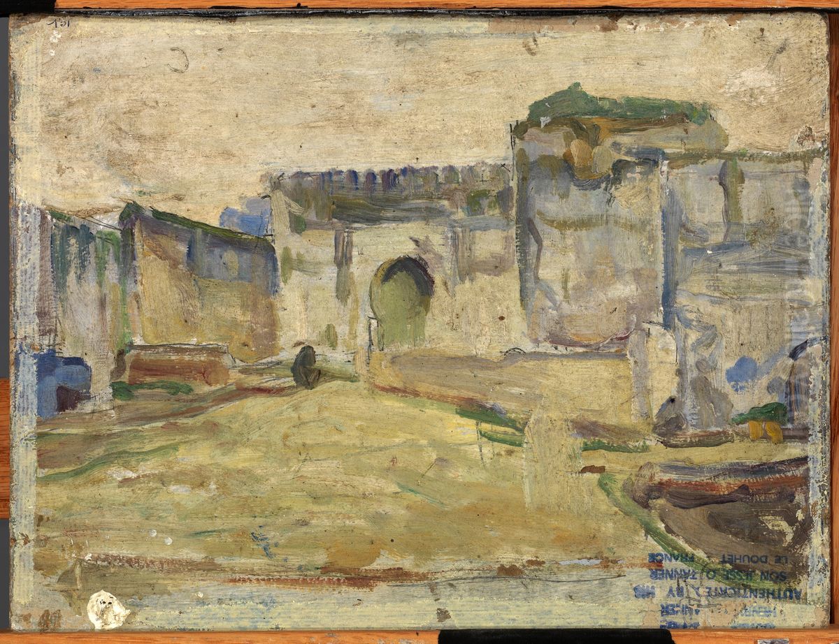 Street Scene, Tangier (Crenelated Architecture) Oil Painting by Henry Ossawa Tanner