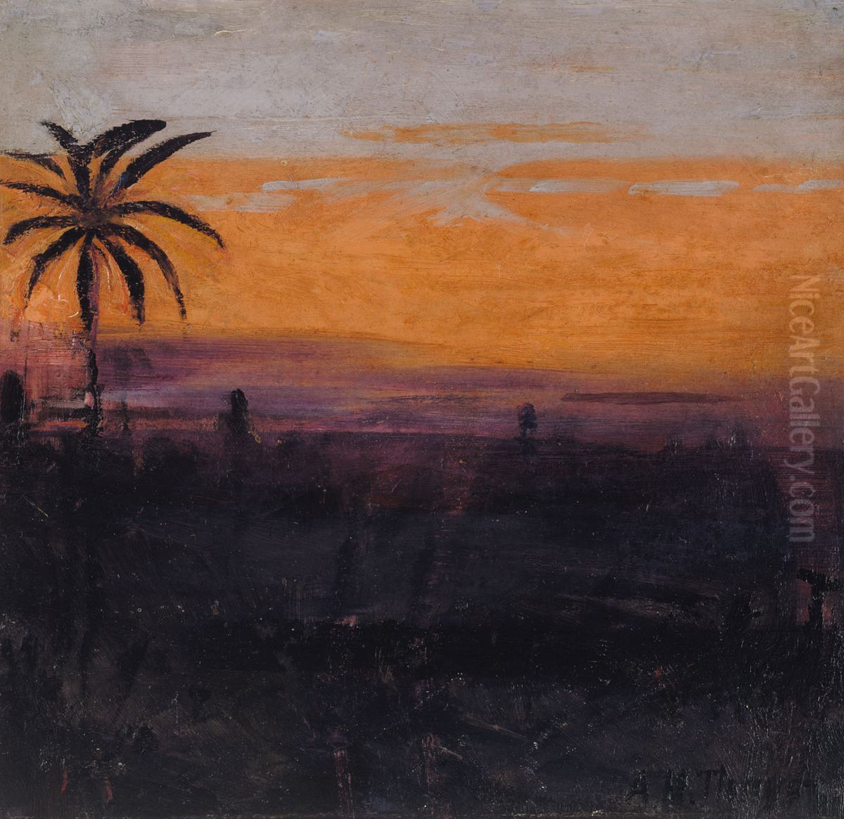 The Sky Simulated by Red Flamingoes, study for book Concealing Coloration in the Animal Kingdom Oil Painting by Abbott Handerson Thayer