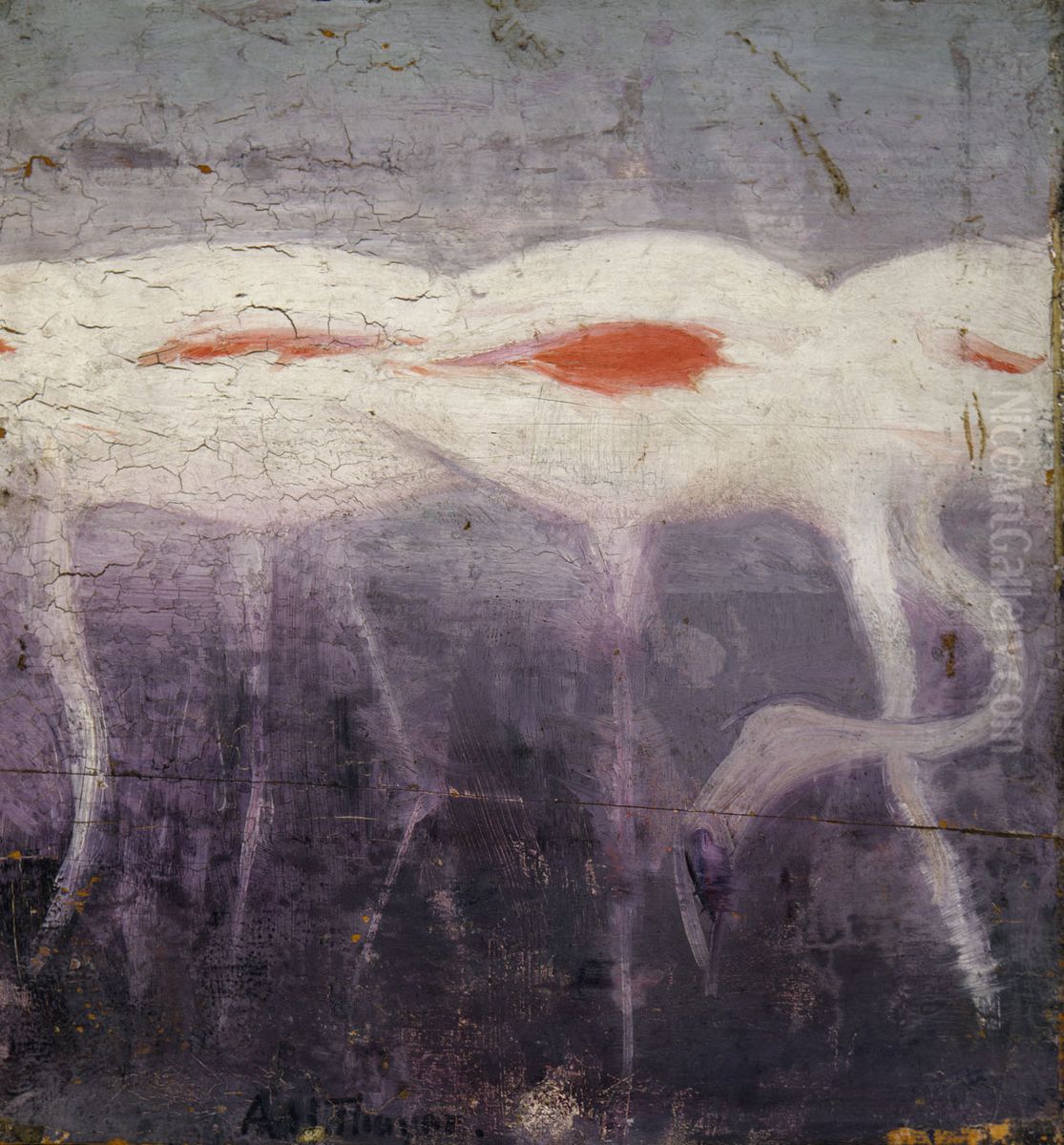 White Flamingoes, study for book Concealing Coloration in the Animal Kingdom Oil Painting by Abbott Handerson Thayer