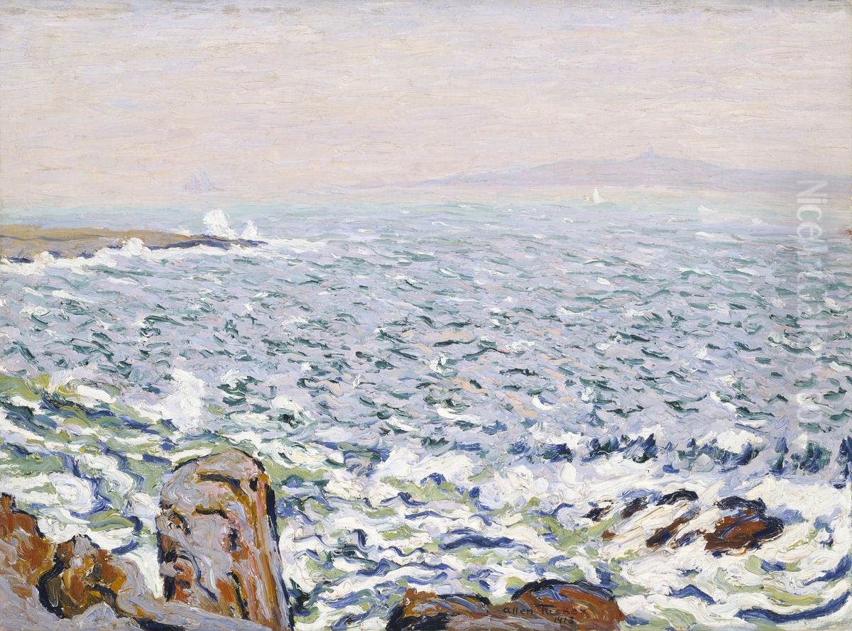 Surf Breaking, Cranberry Island Oil Painting by Allen Tucker