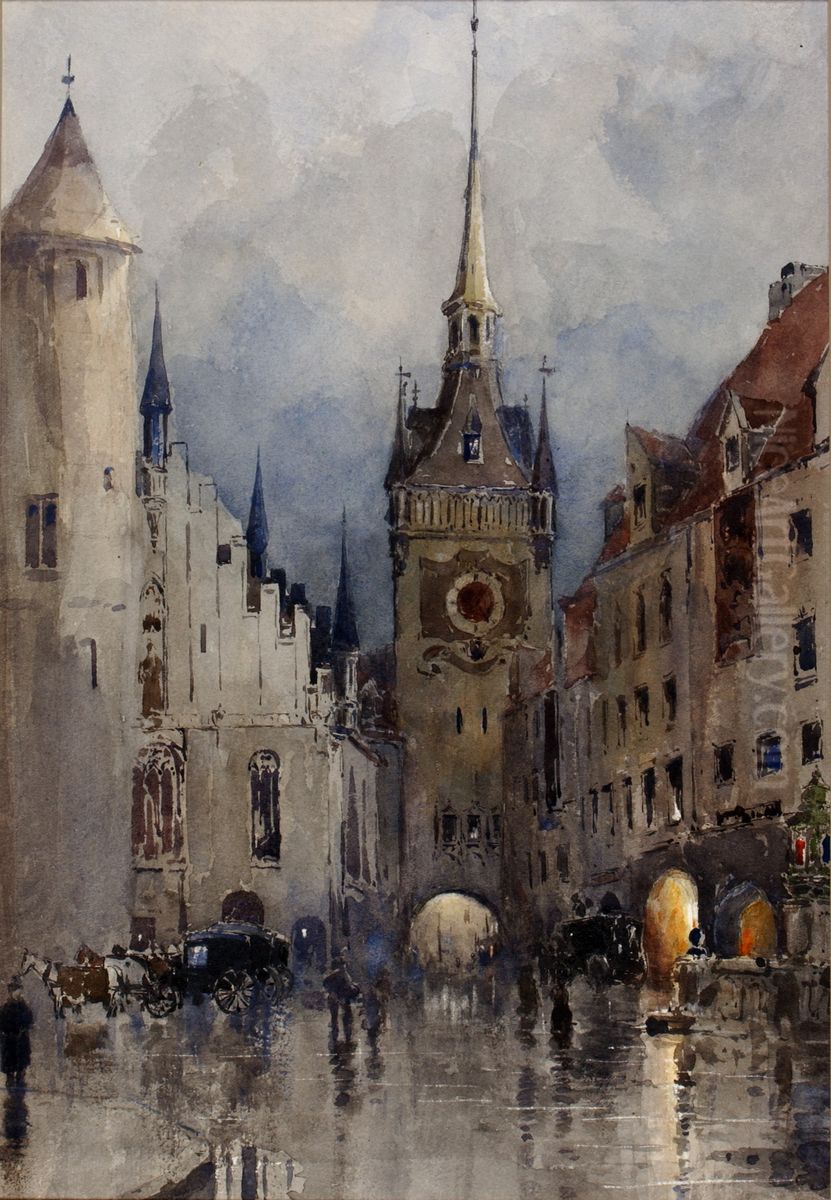Street Scene in Munich Oil Painting by Ross Turner