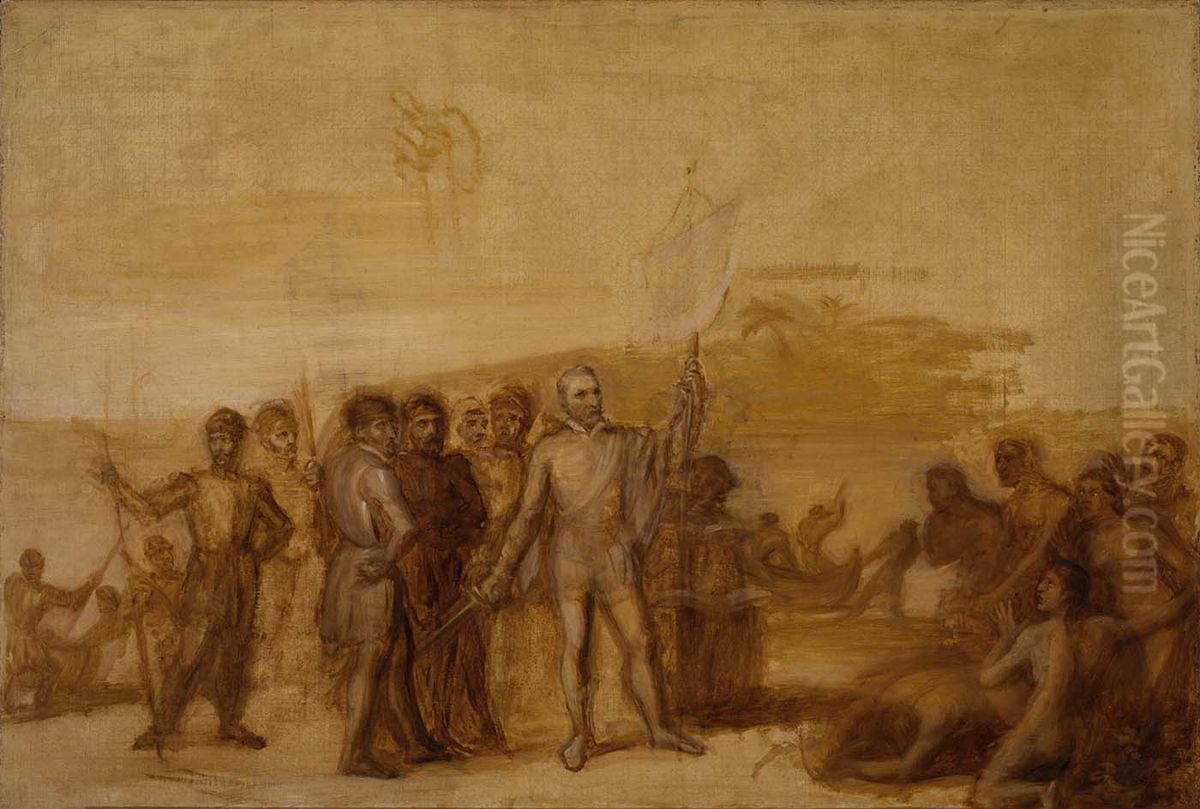 The Landing of Columbus Oil Painting by John Vanderlyn