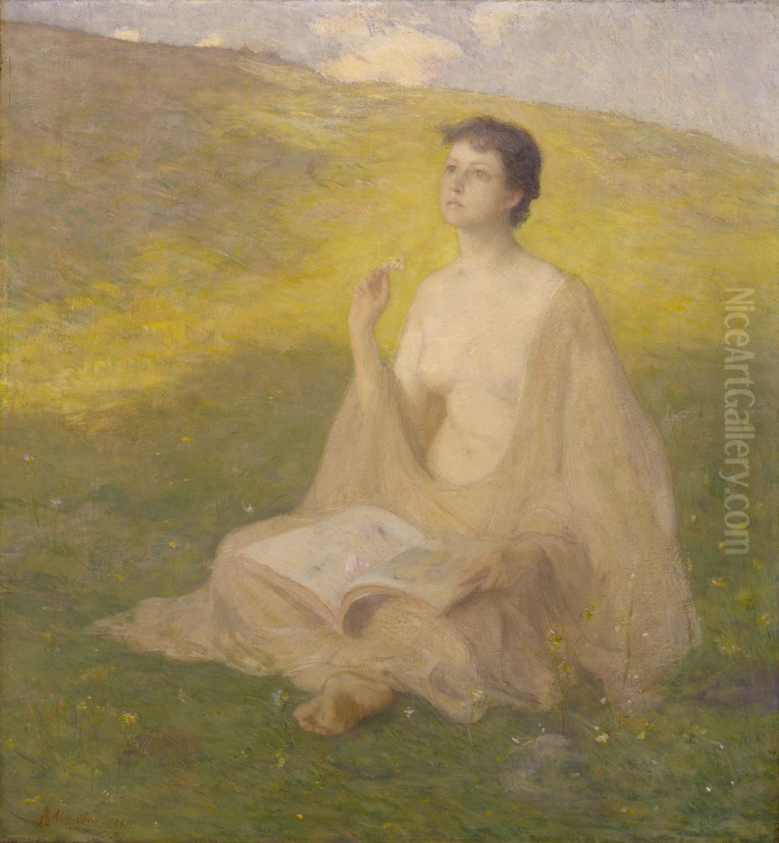 The Open Book Oil Painting by J. Alden Weir
