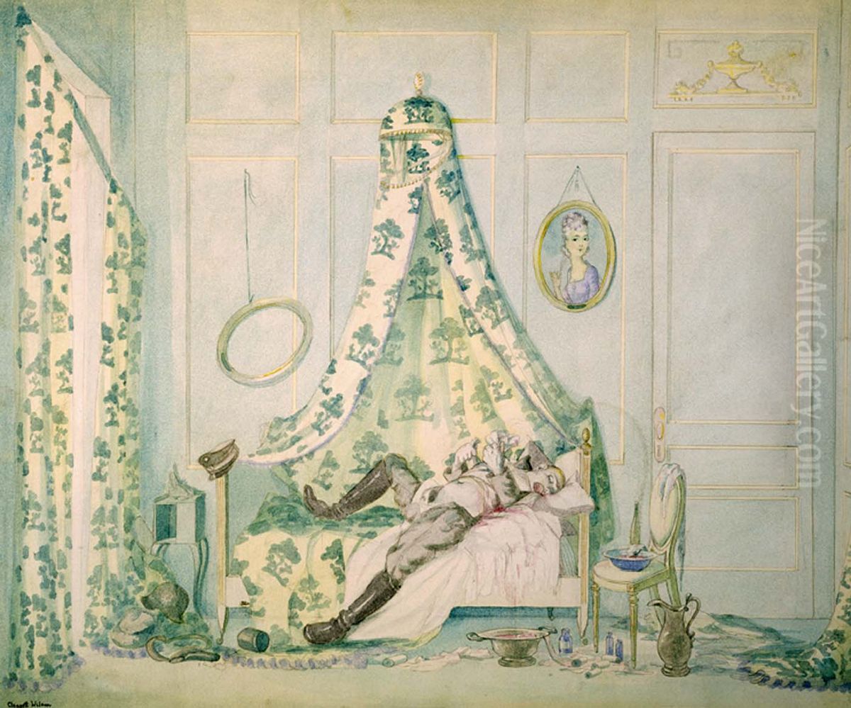 Boudoir of Madame la Comtesse H--. Black Death Lay Heavy in the Heart of this Exquisite Flower Oil Painting by Claggett Wilson