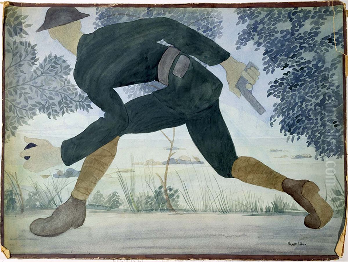 Marine Scout on the Lucy-Torcy Road at Dusk, Chateau Thierry Sector Oil Painting by Claggett Wilson