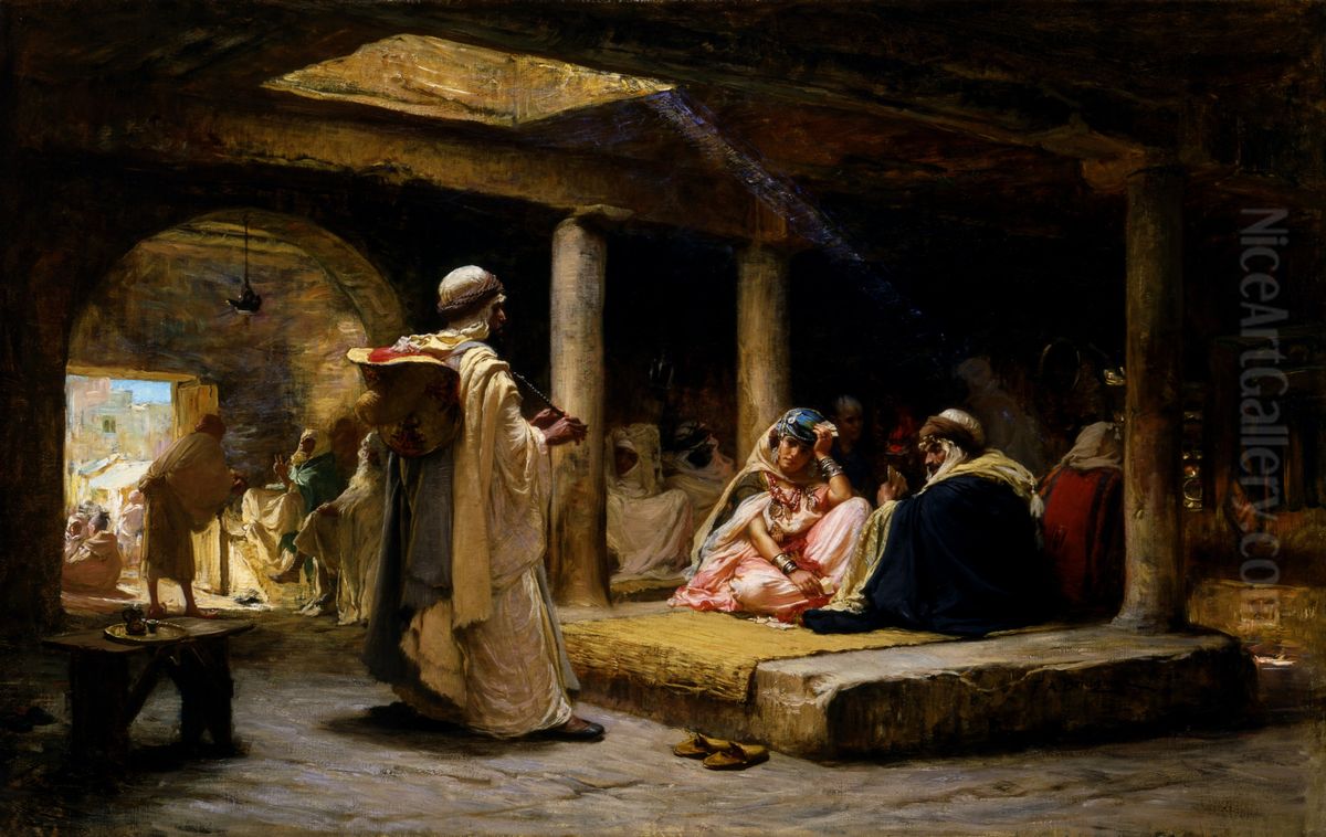 Cafe at Biskra, Algeria Oil Painting by Frederick Arthur Bridgman