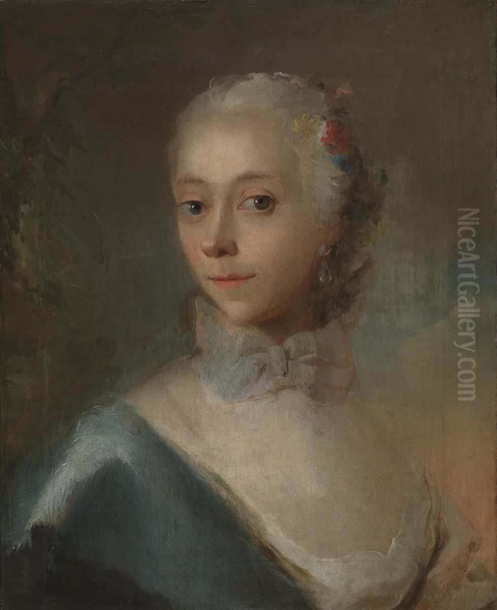 Dameportraet Oil Painting by Carl Gustaf Pilo