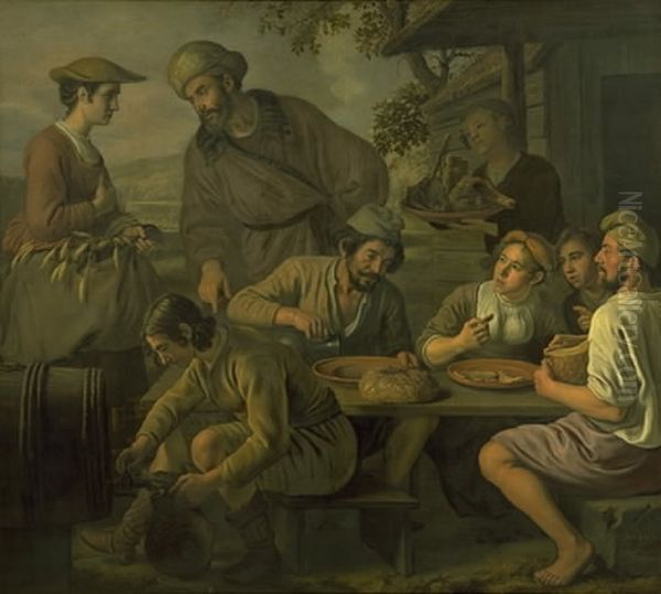 Boaz and Ruth Oil Painting by Jan Victors