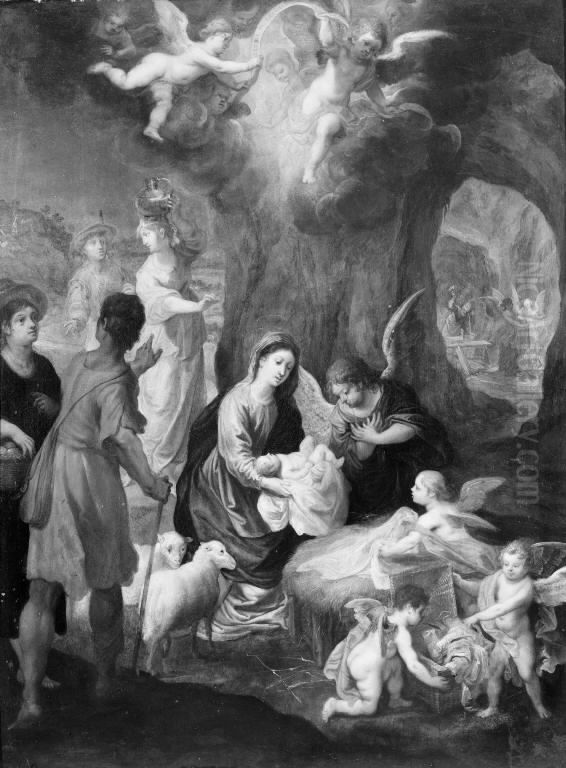 The Holy Family with Saints Oil Painting by Hans Rottenhammer