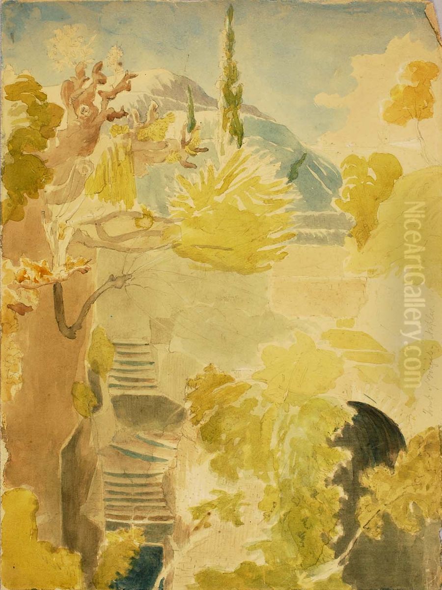 Tomb of Virgil, Naples Oil Painting by Miner Kilbourne Kellogg