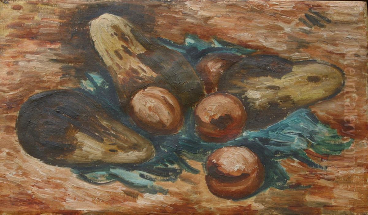 Eggplants and Pomegranates Oil Painting by Marsden Hartley