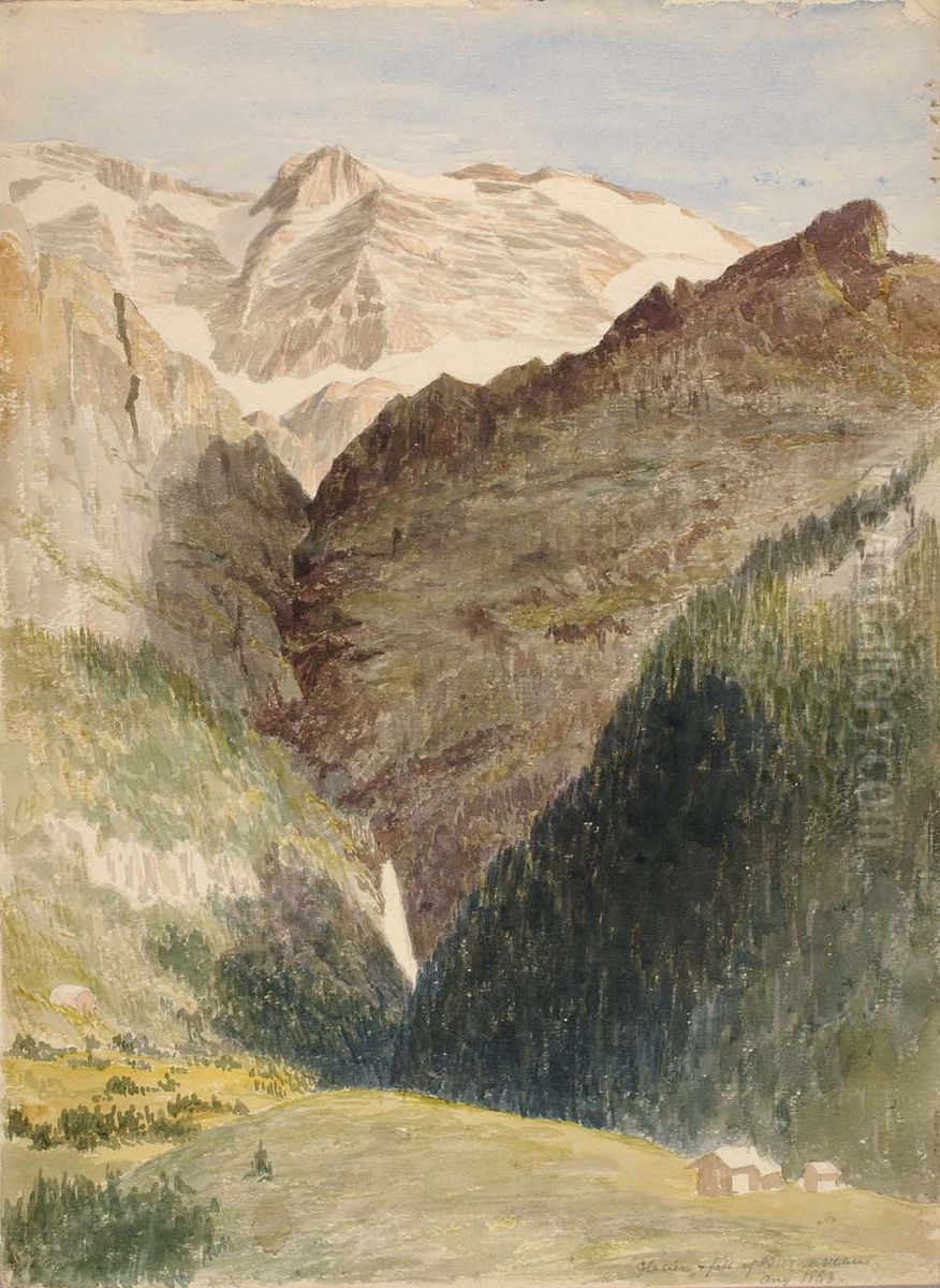 Glacier and Falls Oil Painting by Miner Kilbourne Kellogg