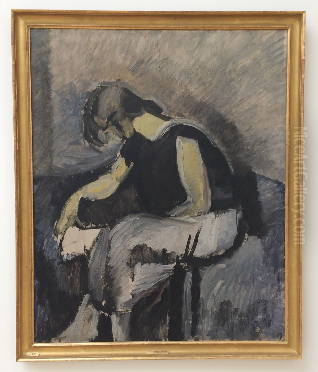 Laesende dame Oil Painting by Harald Giersing