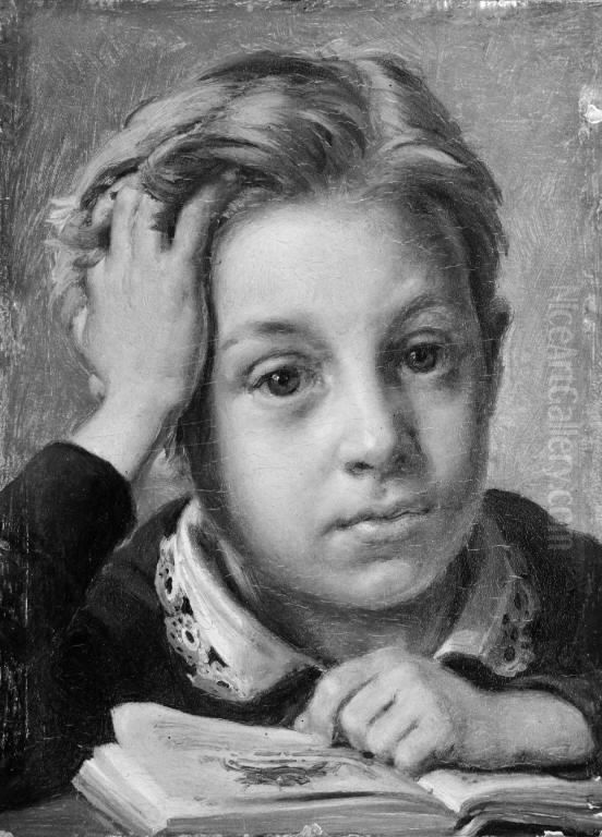 The Artist's Son Holger at the Age of Ten Oil Painting by Jorgen Roed