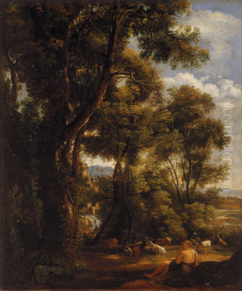 Landscape with goatherd and goats Oil Painting by John Constable