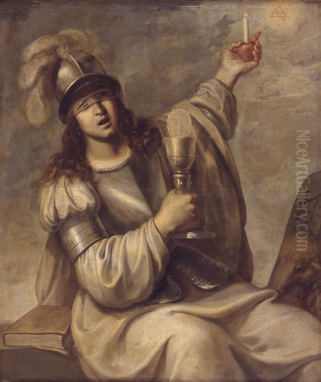 Troen. Allegorisk kvindefigur Oil Painting by Guido Reni