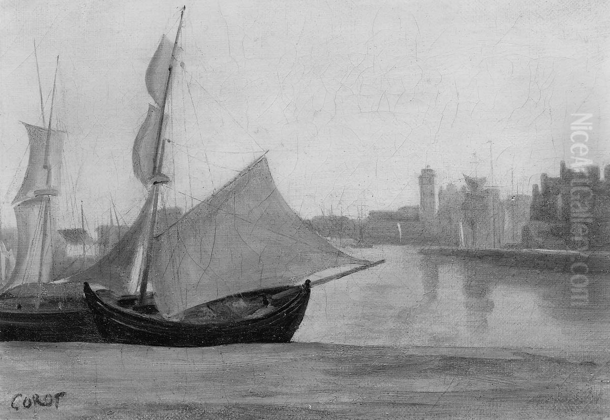 Harbor at Dunkirk Oil Painting by Adolphe Desbarrolles