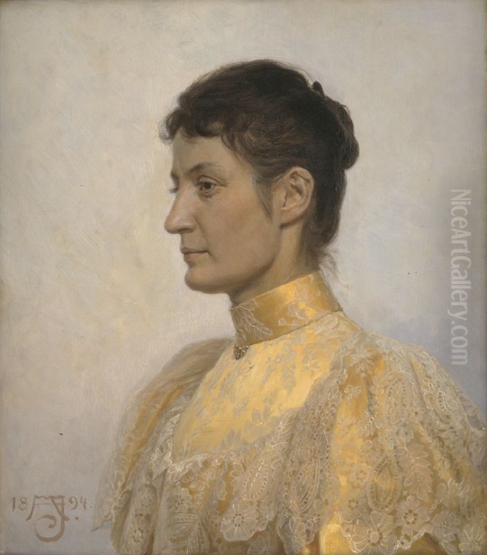 Portrait of Marie Oppermann Oil Painting by August Jerndorff