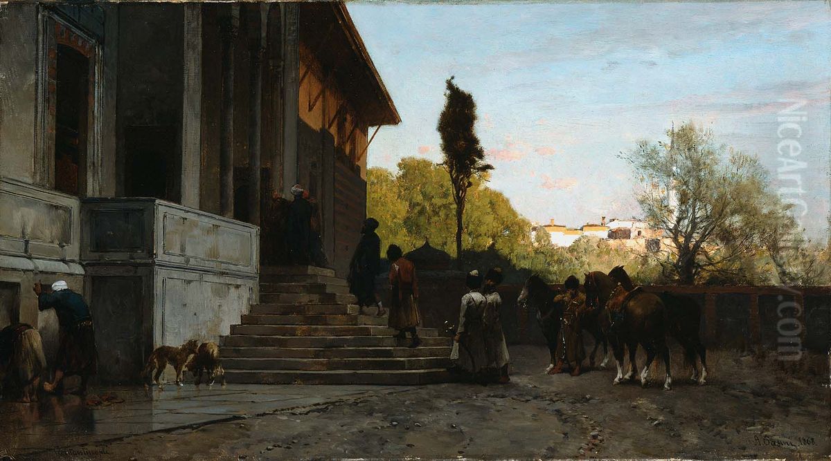 Courtyard in Constantinople Oil Painting by Alberto Pasini