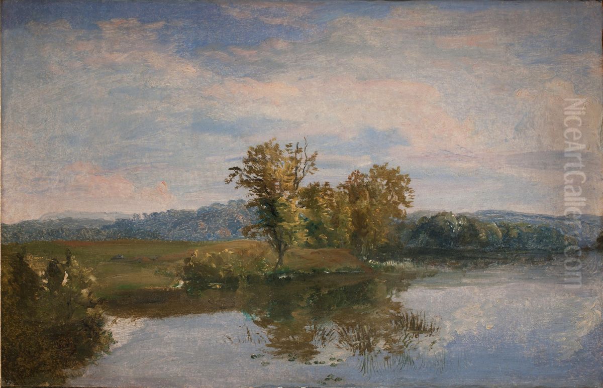 A View of Lake Vejl near Silkeborg, Jutland Oil Painting by Dankvart Dreyer