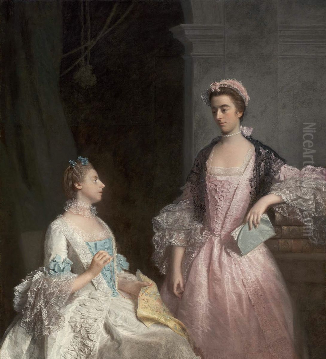 The Honorable Laura Keppel and Charlotte, Lady Huntingtower Oil Painting by Allan Ramsay
