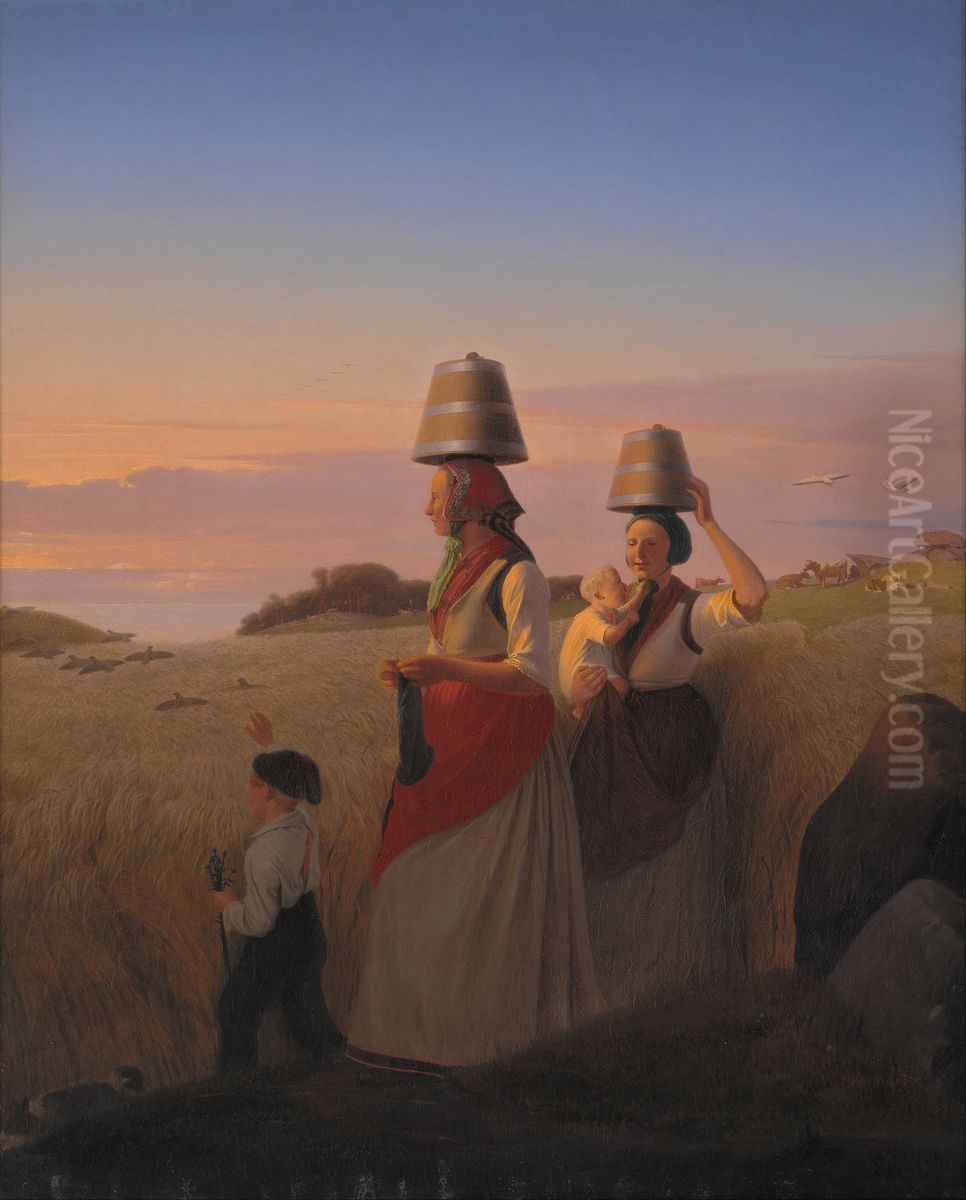 Rural Scene Oil Painting by Jorgen Valentin Sonne