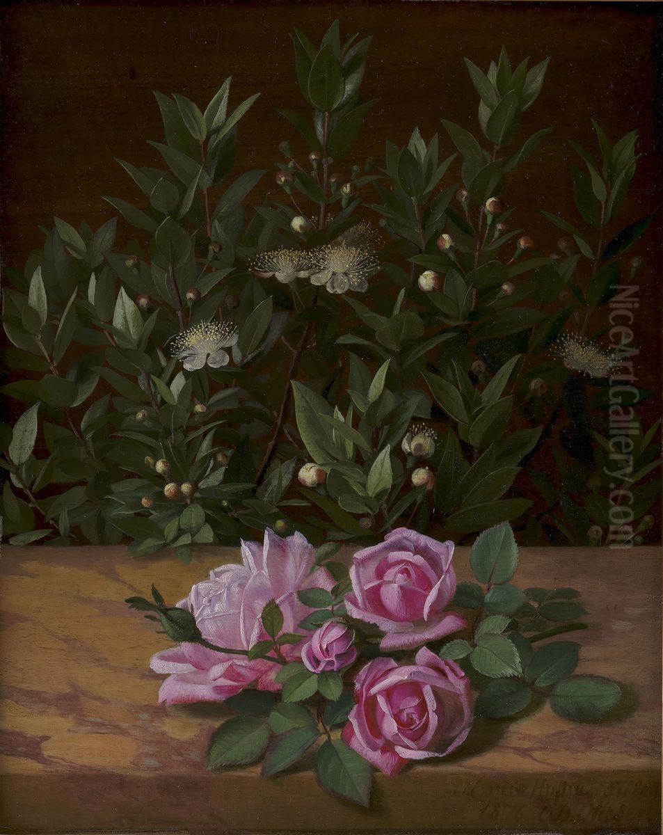 Roses and Myrtles Oil Painting by O.D. Ottesen
