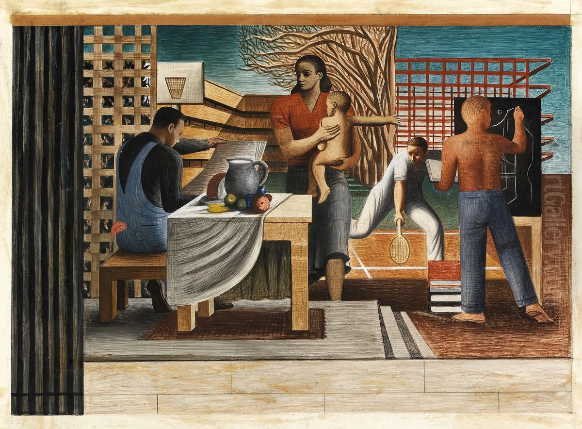 Security of the People (Study for mural, Old Social Security building, Washington, D. C.) Oil Painting by Seymour Fogel
