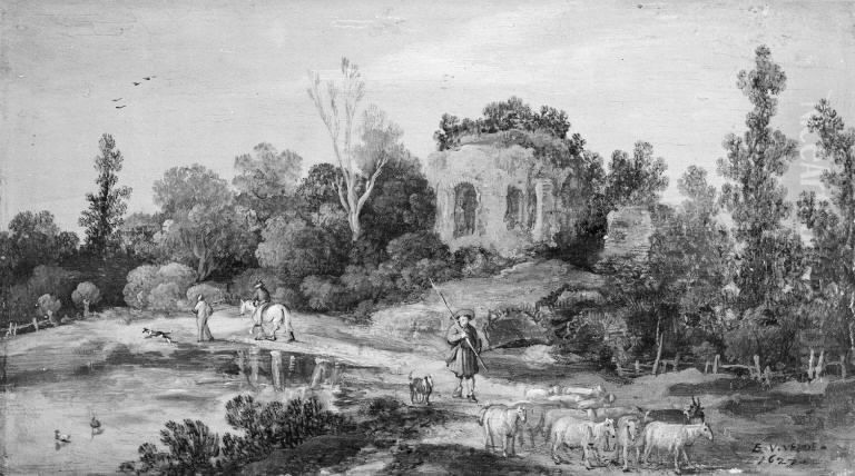 Landscape with a Ruin Oil Painting by Esaias Van De Velde