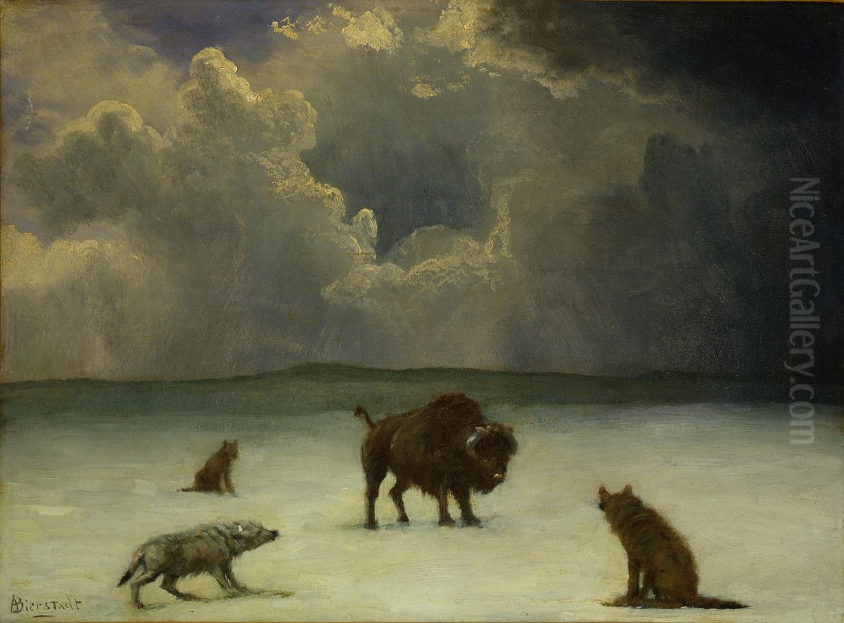 Trapped Oil Painting by Albert Bierstadt