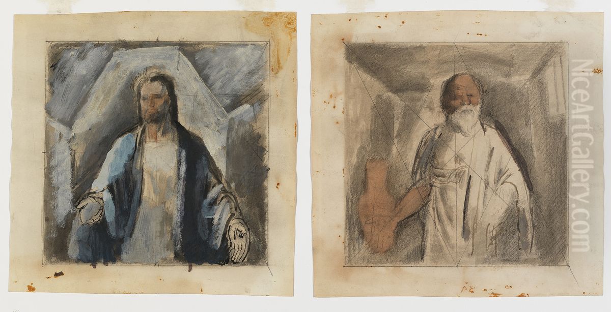 Christ and Socrates (mural study, 