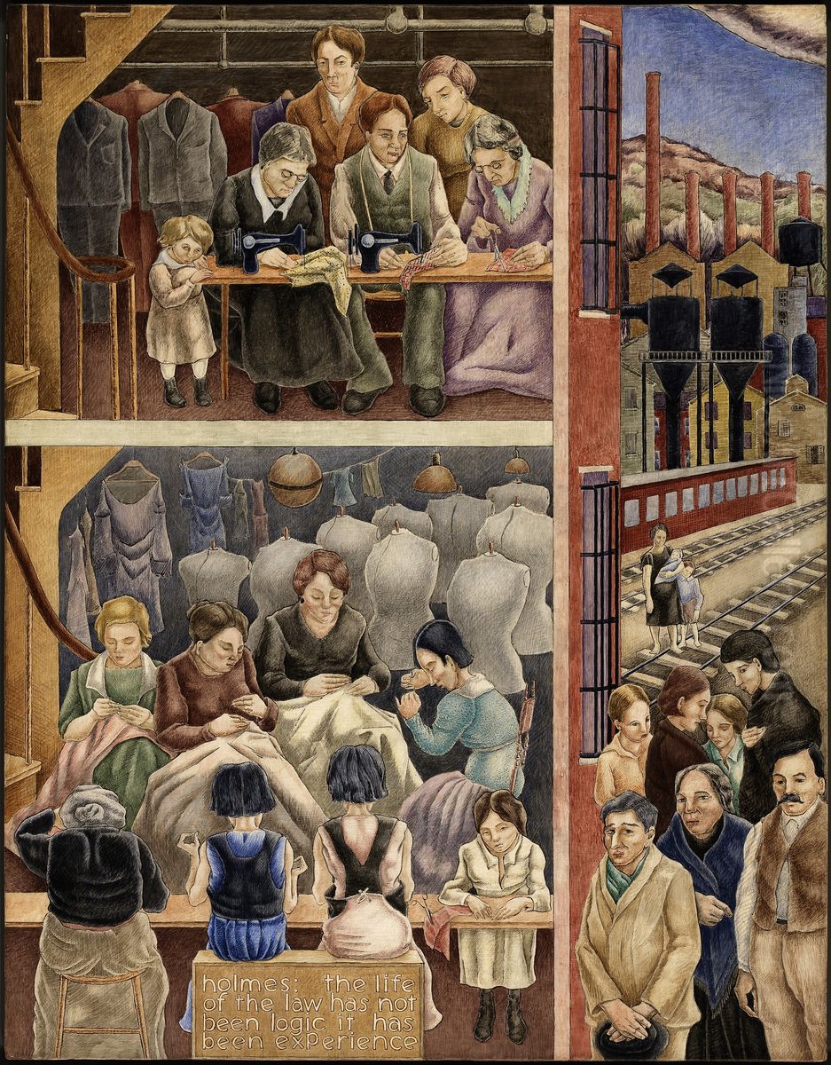 Sweatshop Oil Painting by George Biddle