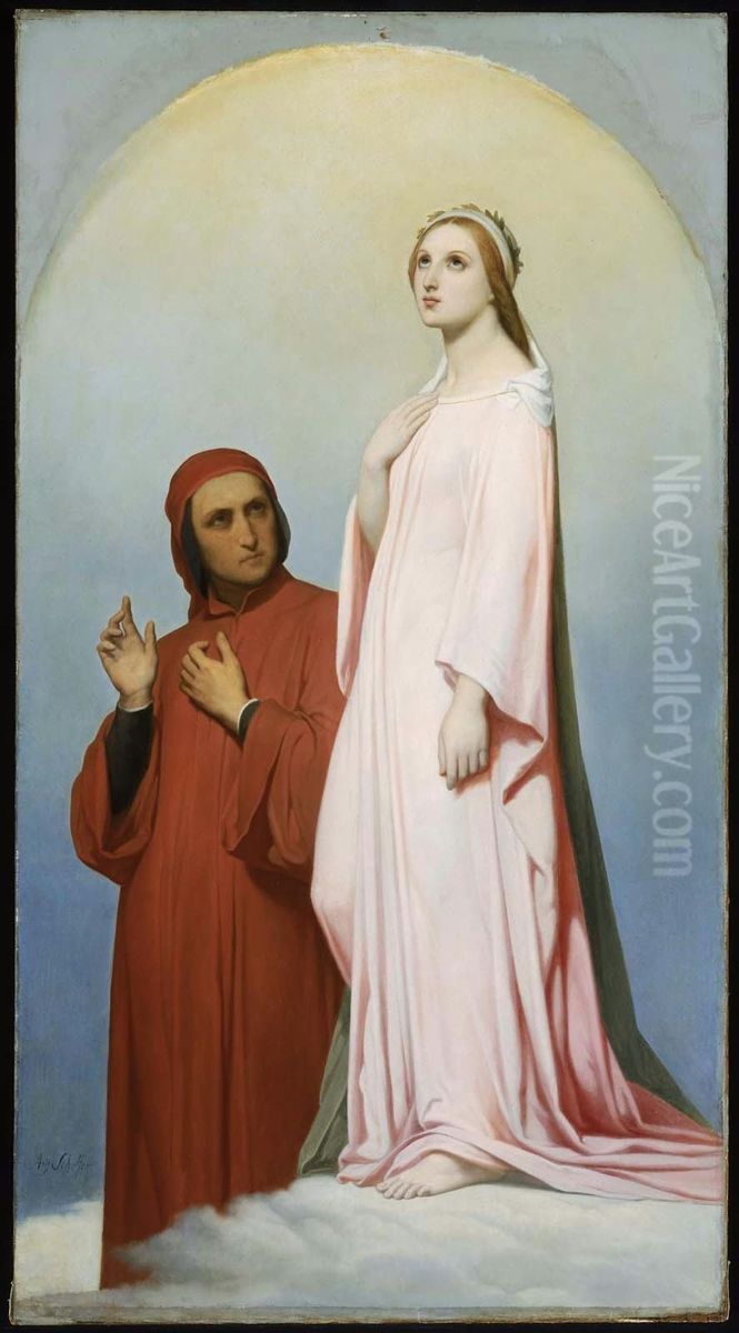 Dante   and  Beatrice Oil Painting by Ary Scheffer