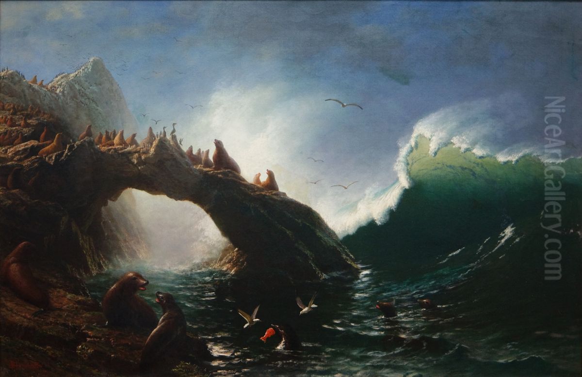 Farallon Island Oil Painting by Albert Bierstadt