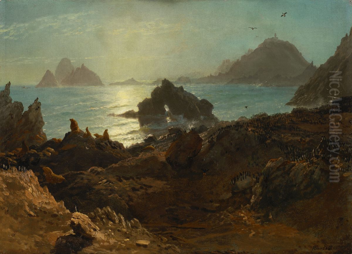 Farallon Islands, Pacific Ocean, California Oil Painting by Albert Bierstadt