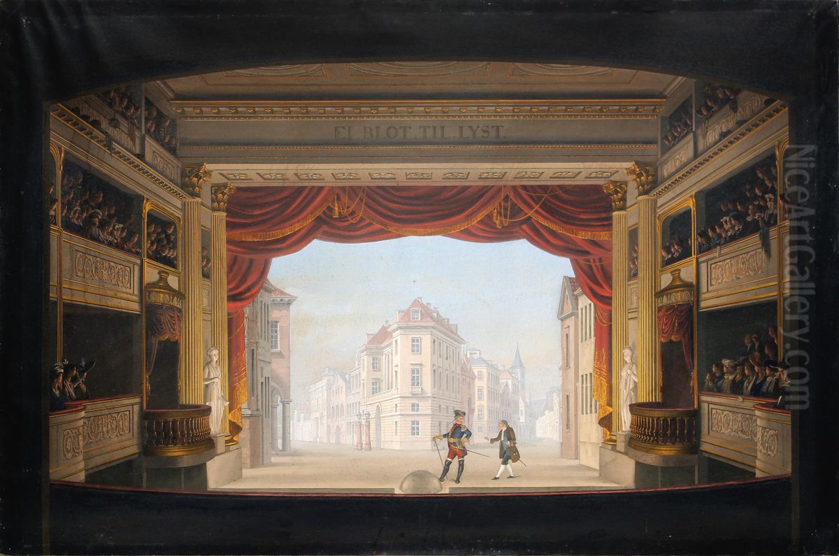 Det indvendige af Det kgl. teater under fremstillingen af Jacob v. Thyboe Oil Painting by Christian Ferdinand Christensen