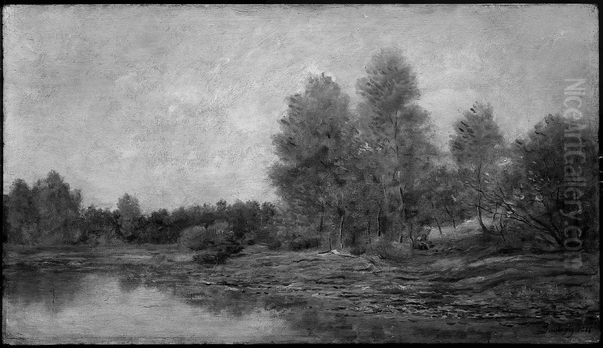 Riverbank in Spring Oil Painting by Charles-Francois Daubigny