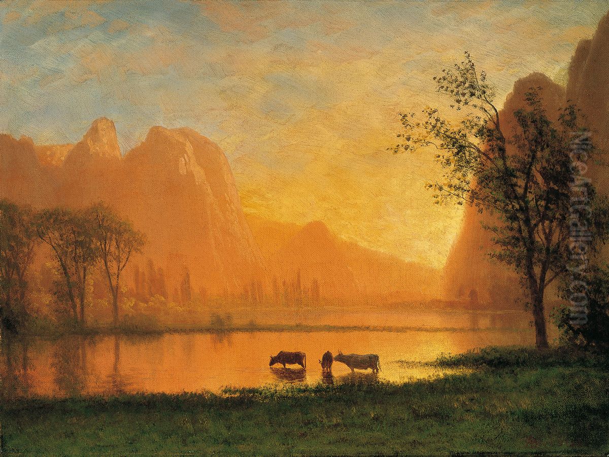Puesta de sol en Yosemite Oil Painting by Albert Bierstadt