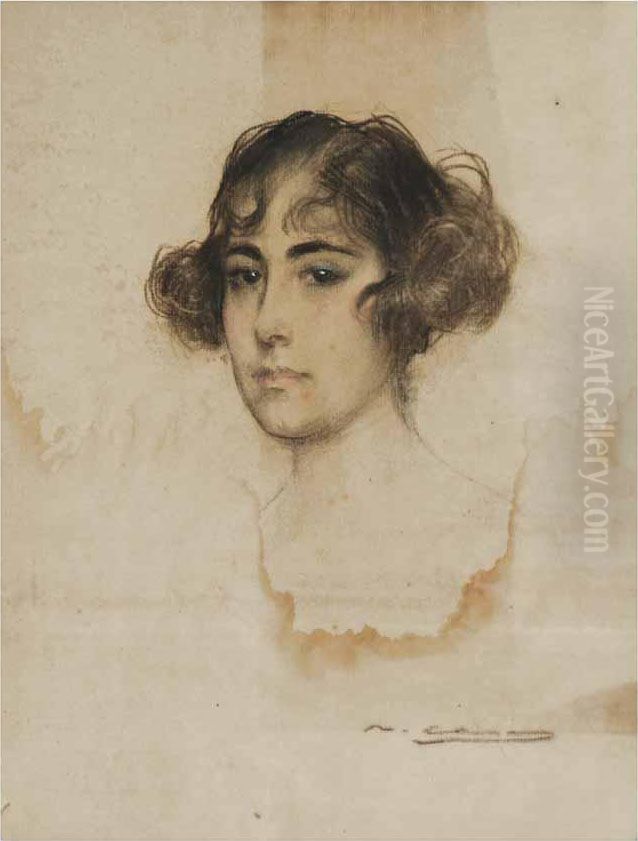 Retrato De Chica Oil Painting by Ramon Casas