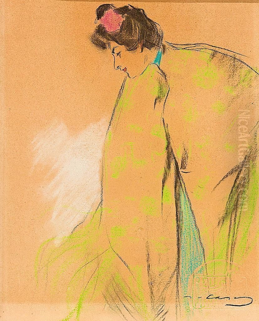 Una Joven Oil Painting by Ramon Casas