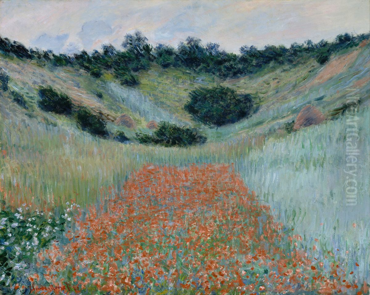 Poppy Field in a Hollow near Giverny Oil Painting by Claude Oscar Monet