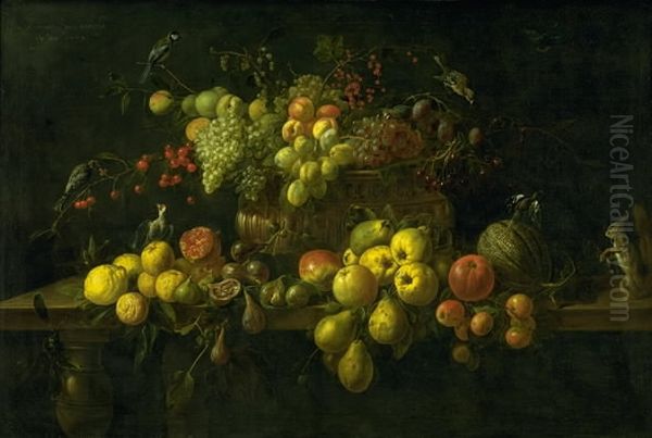 Still Life with Fruit on a Table Oil Painting by Adriaen van Utrecht