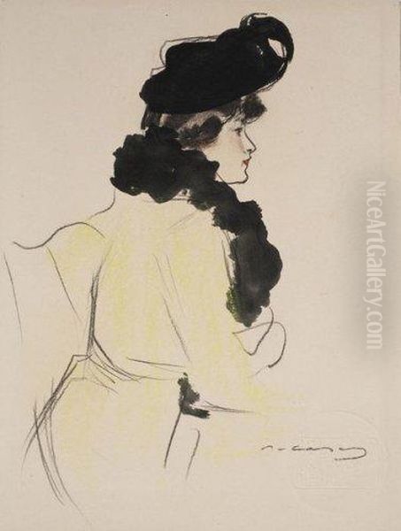 Portrait De Femme Oil Painting by Ramon Casas