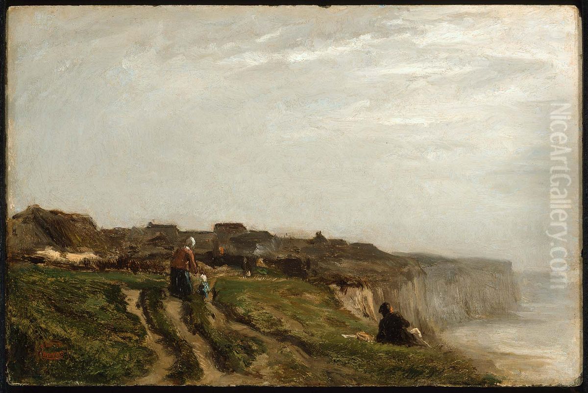 On the Cliff Oil Painting by Constant Troyon