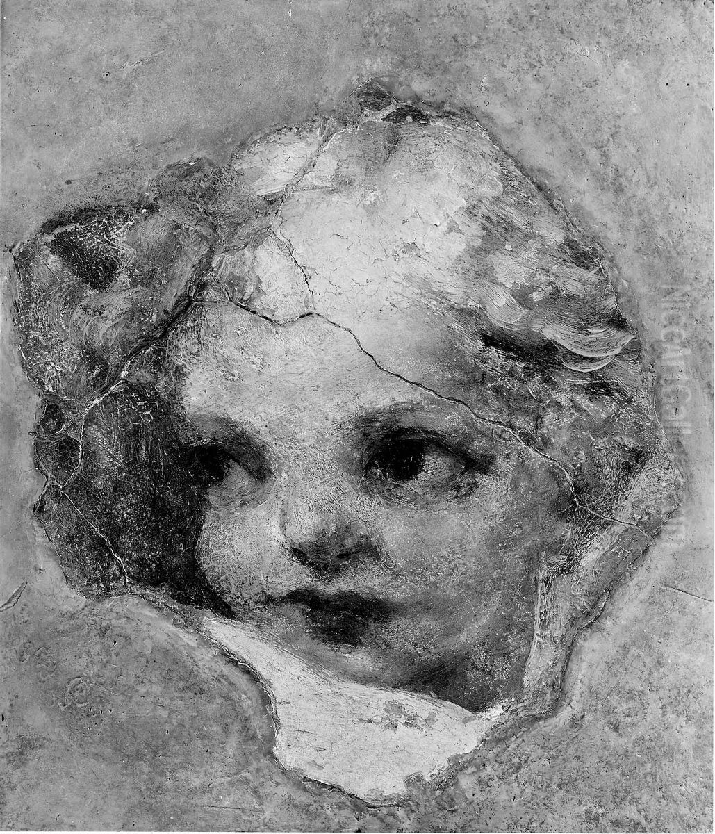 Head of a Cherub Oil Painting by Antonio da Correggio