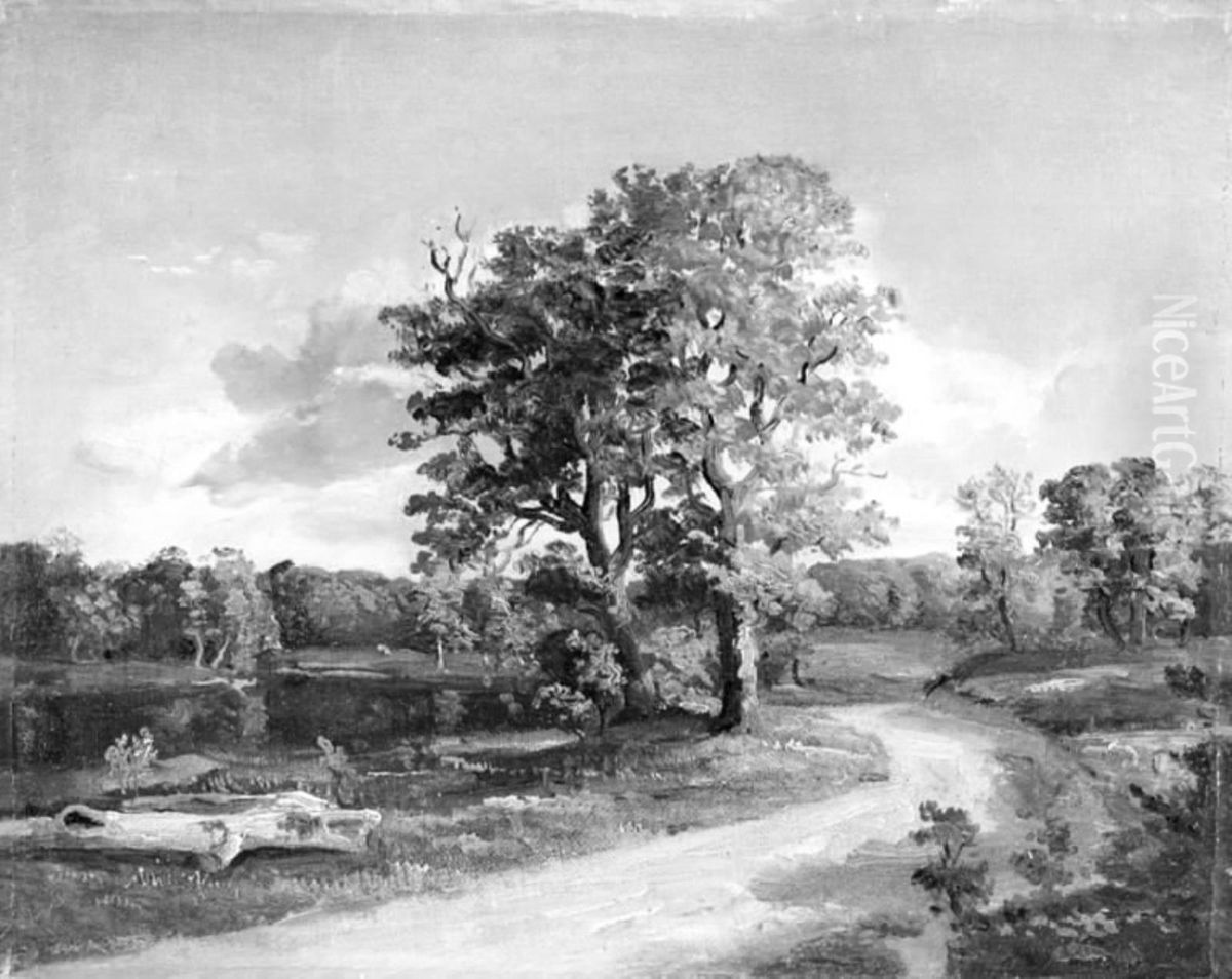 Landscape near Hammermollen. Study Oil Painting by Dankvart Dreyer