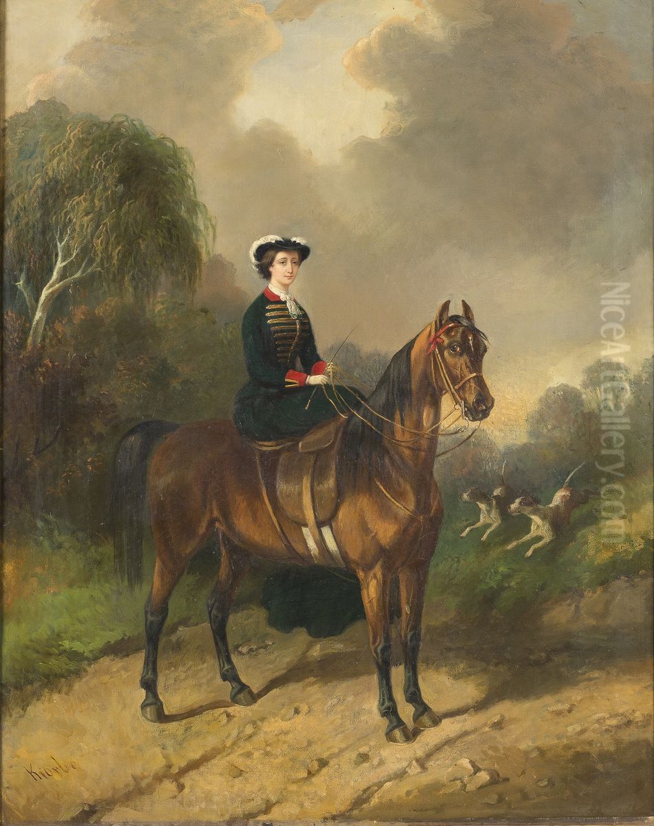 Empress Eugenie on Horseback Oil Painting by Carl Fredrik Kiorboe