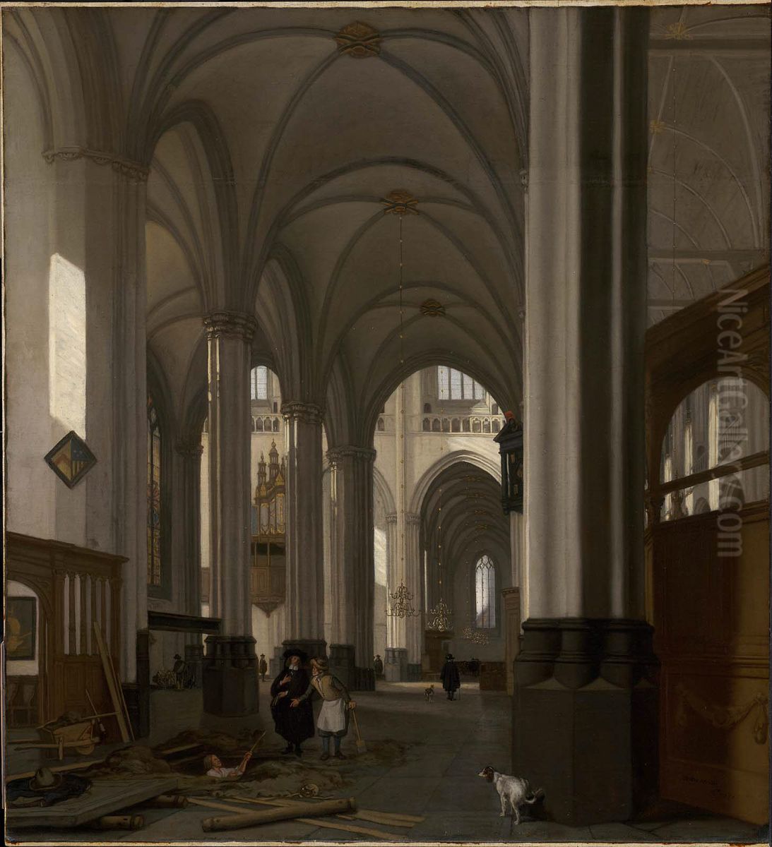 Interior of the Nieuwe Kerk, Amsterdam Oil Painting by Emanuel de Witte