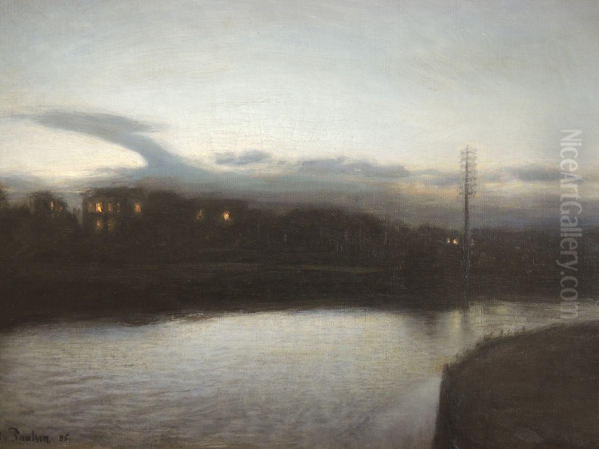 Aftenbillede Oil Painting by Julius Paulsen